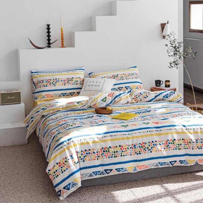 91家纺网 家纺一手货源 找家纺 艾沁 2020新款波西米亚风纯棉四件套 浅意