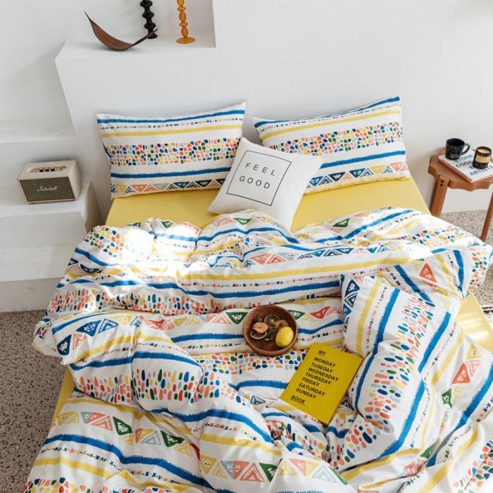 91家纺网 家纺一手货源 找家纺 艾沁 2020新款波西米亚风纯棉四件套 浅意