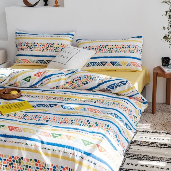 91家纺网 家纺一手货源 找家纺 艾沁 2020新款波西米亚风纯棉四件套 浅意