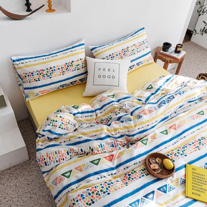 91家纺网 家纺一手货源 找家纺 艾沁 2020新款波西米亚风纯棉四件套 浅意