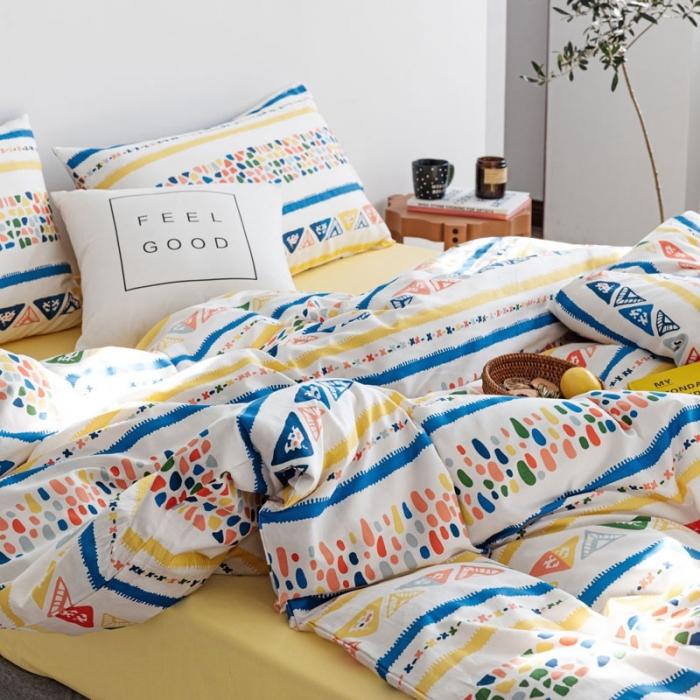 91家纺网 家纺一手货源 找家纺 艾沁 2020新款波西米亚风纯棉四件套 浅意