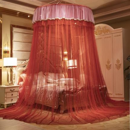 91家纺网 家纺一手货源 找家纺 雪姿 2023新款直径1.5米圆顶蚊帐-倾城年华系列 大红