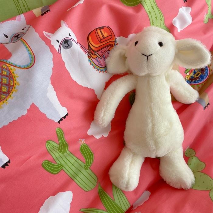 91家纺网 家纺一手货源 找家纺 窝米 2020春夏新品-萌系卡通风系列四件套 可爱羊驼粉