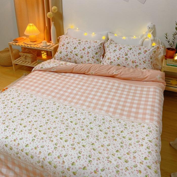 91家纺网 家纺一手货源 找家纺 窝米 2020春夏新品花卉风系列四件套 蜜家