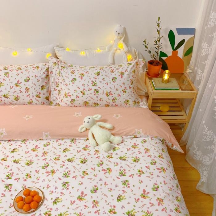 91家纺网 家纺一手货源 找家纺 窝米 2020春夏新品花卉风系列四件套 蜜家