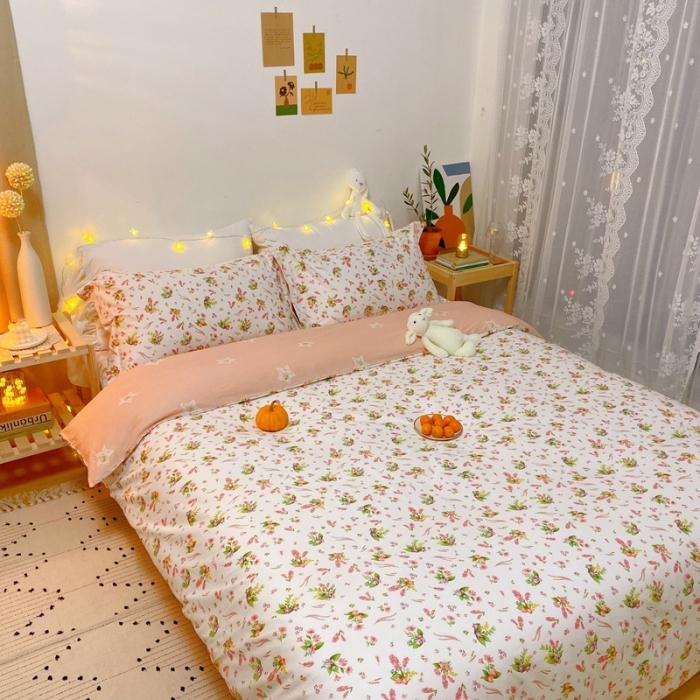 91家纺网 家纺一手货源 找家纺 窝米 2020春夏新品花卉风系列四件套 蜜家