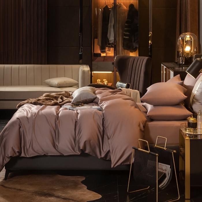 91家纺网 家纺一手货源 找家纺 绵庭家纺 2020新款素色长绒棉四件套 帛咖