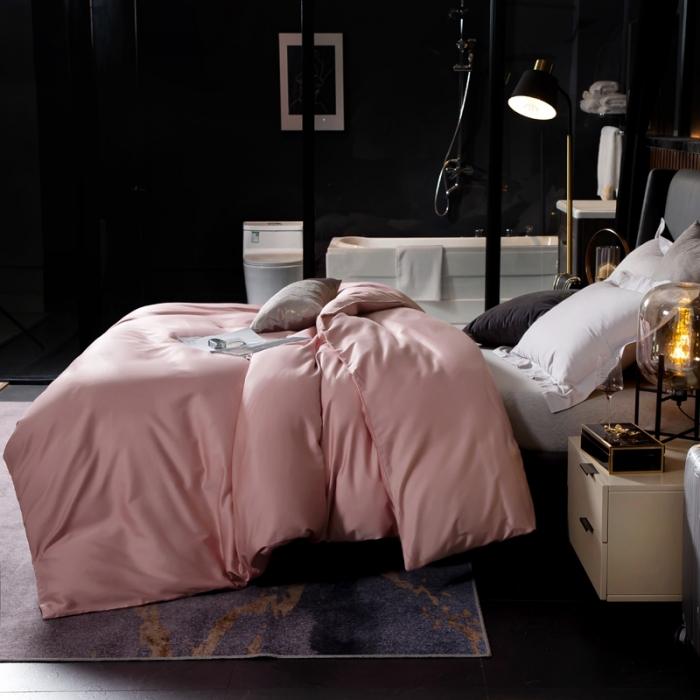 91家纺网 家纺一手货源 找家纺 绵庭家纺 2020新款素色长绒棉单品被套 藕粉