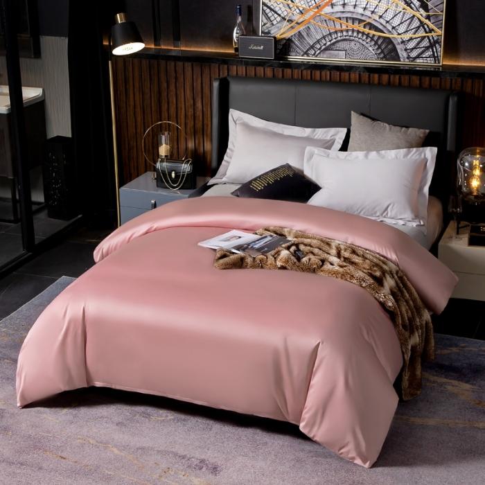 91家纺网 家纺一手货源 找家纺 绵庭家纺 2020新款素色长绒棉单品被套 藕粉