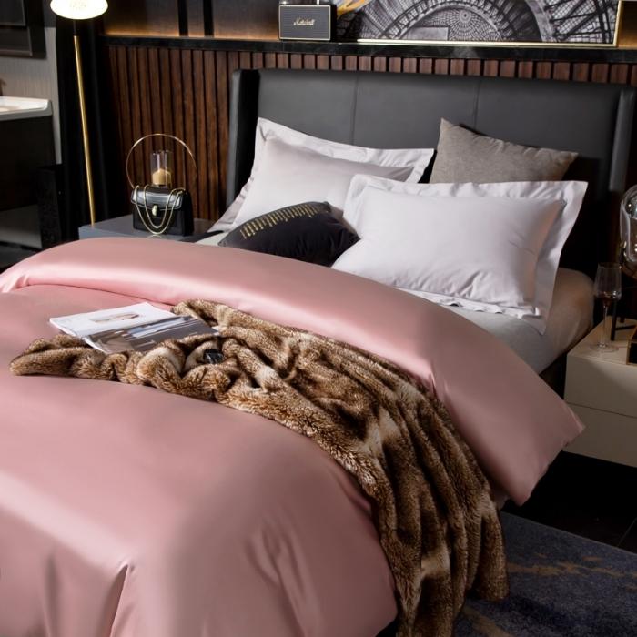 91家纺网 家纺一手货源 找家纺 绵庭家纺 2020新款素色长绒棉单品被套 藕粉