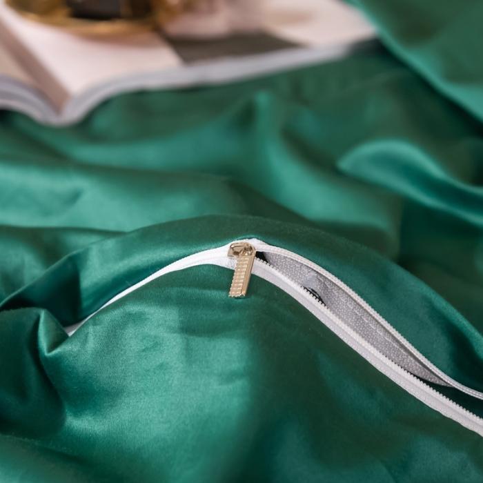 91家纺网 家纺一手货源 找家纺 绵庭家纺 2020新款素色长绒棉四件套 墨绿