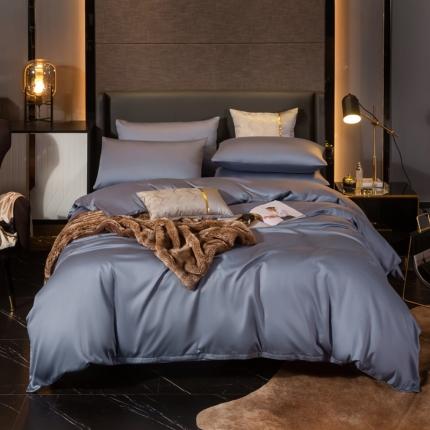 91家纺网 家纺一手货源 找家纺 绵庭家纺 2020新款素色长绒棉四件套 紫灰