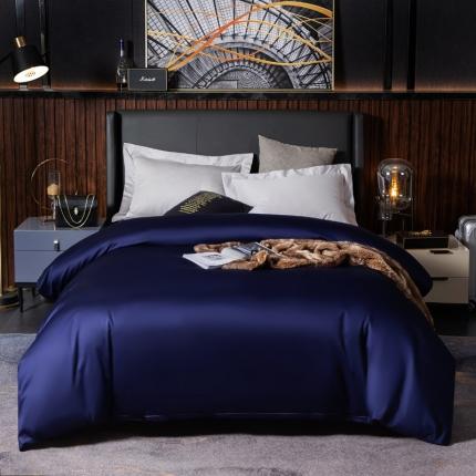 91家纺网 家纺一手货源 找家纺 绵庭家纺 2020新款素色长绒棉单品被套 藏青