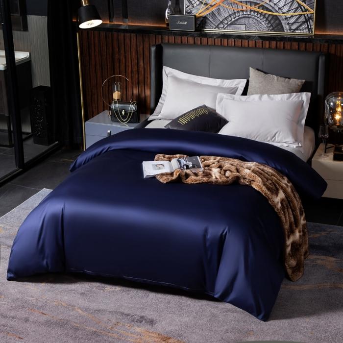 91家纺网 家纺一手货源 找家纺 绵庭家纺 2020新款素色长绒棉单品被套 藏青