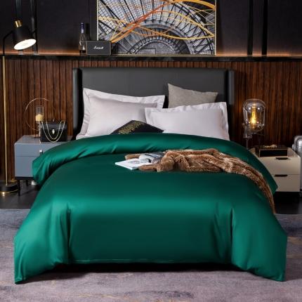 91家纺网 家纺一手货源 找家纺 绵庭家纺 2020新款素色长绒棉单品被套 墨绿