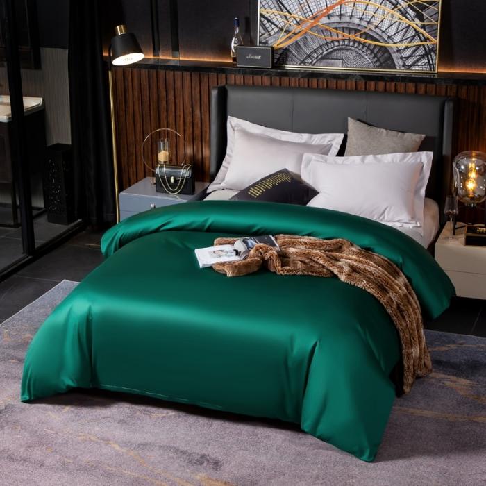 91家纺网 家纺一手货源 找家纺 绵庭家纺 2020新款素色长绒棉单品被套 墨绿