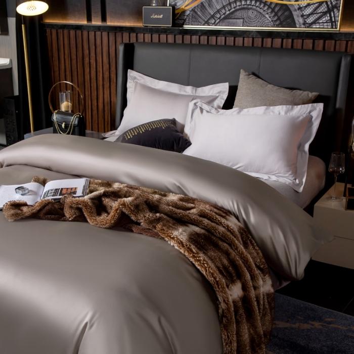 91家纺网 家纺一手货源 找家纺 绵庭家纺 2020新款素色长绒棉单品被套 银石灰