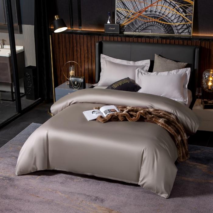 91家纺网 家纺一手货源 找家纺 绵庭家纺 2020新款素色长绒棉单品被套 银石灰