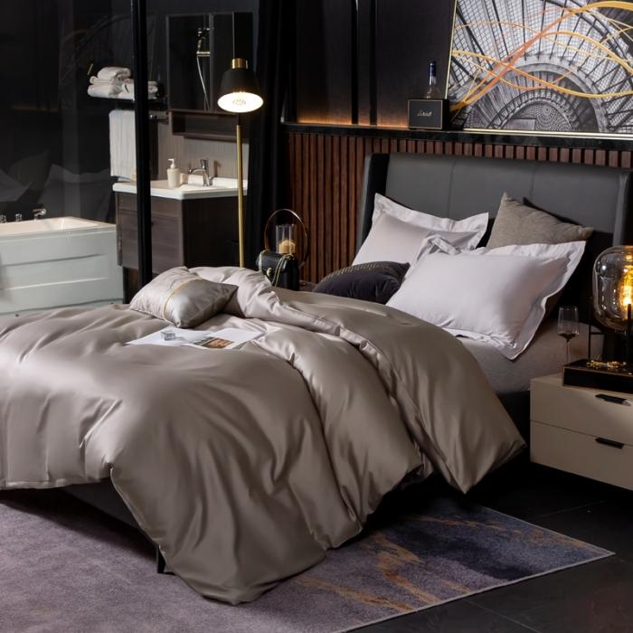 91家纺网 家纺一手货源 找家纺 绵庭家纺 2020新款素色长绒棉单品被套 银石灰