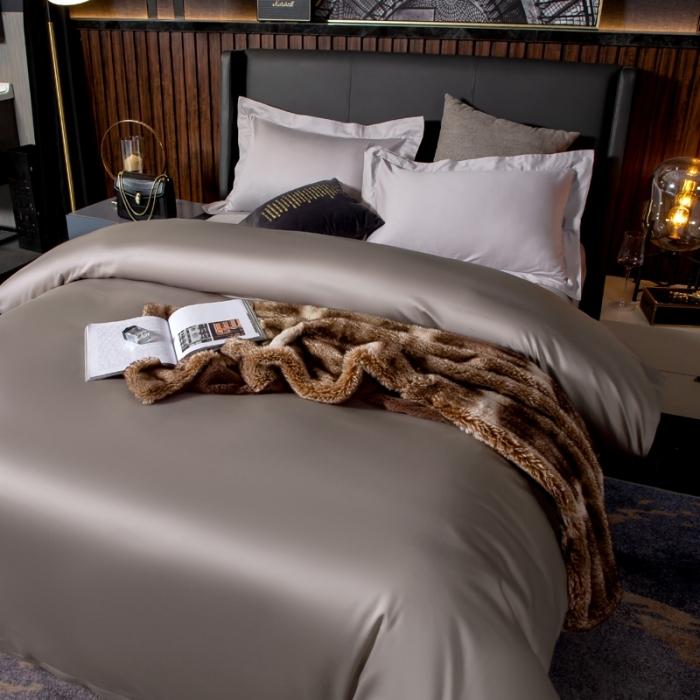 91家纺网 家纺一手货源 找家纺 绵庭家纺 2020新款素色长绒棉单品被套 银石灰