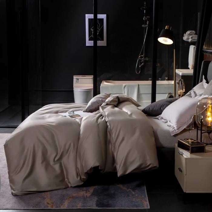 91家纺网 家纺一手货源 找家纺 绵庭家纺 2020新款素色长绒棉单品被套 银石灰