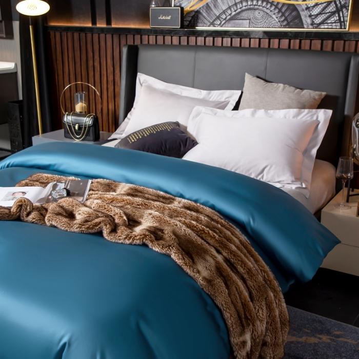 91家纺网 家纺一手货源 找家纺 绵庭家纺 2020新款素色长绒棉单品被套 月光兰