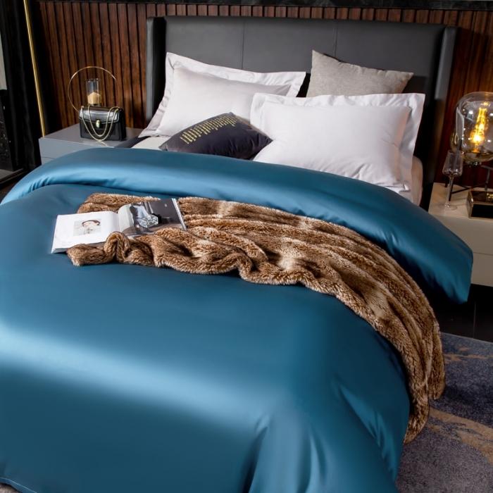 91家纺网 家纺一手货源 找家纺 绵庭家纺 2020新款素色长绒棉单品被套 月光兰