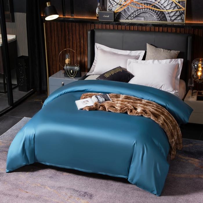 91家纺网 家纺一手货源 找家纺 绵庭家纺 2020新款素色长绒棉单品被套 月光兰