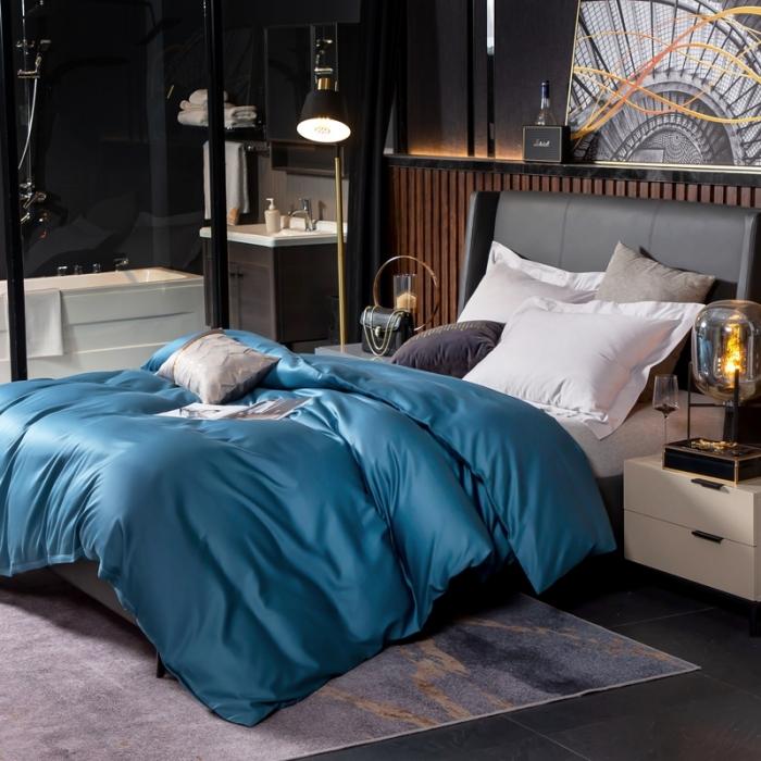 91家纺网 家纺一手货源 找家纺 绵庭家纺 2020新款素色长绒棉单品被套 月光兰