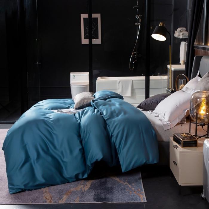 91家纺网 家纺一手货源 找家纺 绵庭家纺 2020新款素色长绒棉单品被套 月光兰