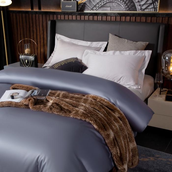 91家纺网 家纺一手货源 找家纺 绵庭家纺 2020新款素色长绒棉单品被套 紫灰