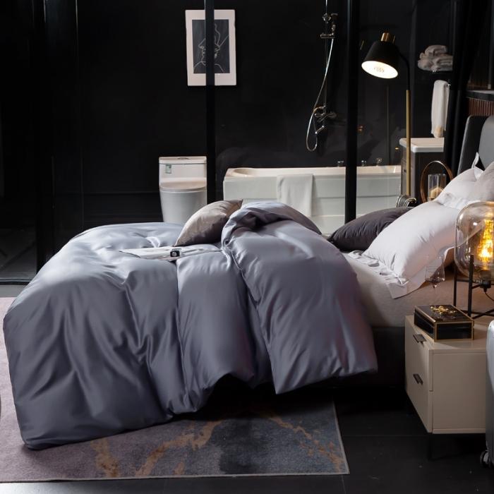 91家纺网 家纺一手货源 找家纺 绵庭家纺 2020新款素色长绒棉单品被套 紫灰