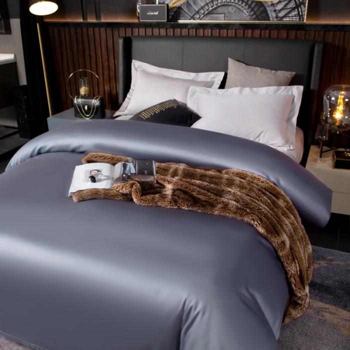 91家纺网 家纺一手货源 找家纺 绵庭家纺 2020新款素色长绒棉单品被套 紫灰