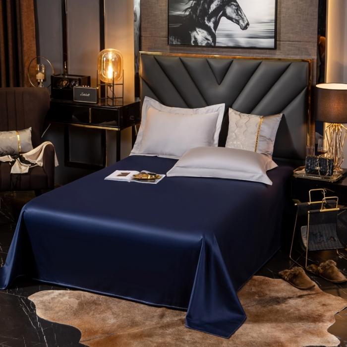 91家纺网 家纺一手货源 找家纺 绵庭家纺 2020新款素色长绒棉单品床单 藏青