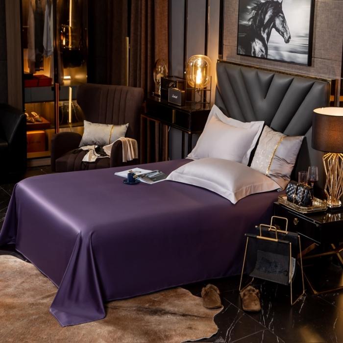 91家纺网 家纺一手货源 找家纺 绵庭家纺 2020新款素色长绒棉单品床单 帝王紫