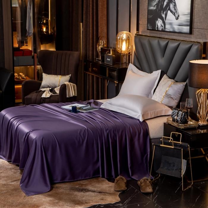 91家纺网 家纺一手货源 找家纺 绵庭家纺 2020新款素色长绒棉单品床单 帝王紫