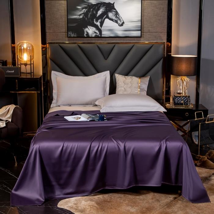 91家纺网 家纺一手货源 找家纺 绵庭家纺 2020新款素色长绒棉单品床单 帝王紫