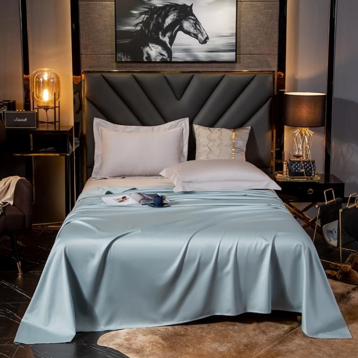 91家纺网 家纺一手货源 找家纺 绵庭家纺 2020新款素色长绒棉单品床单 梵星蓝