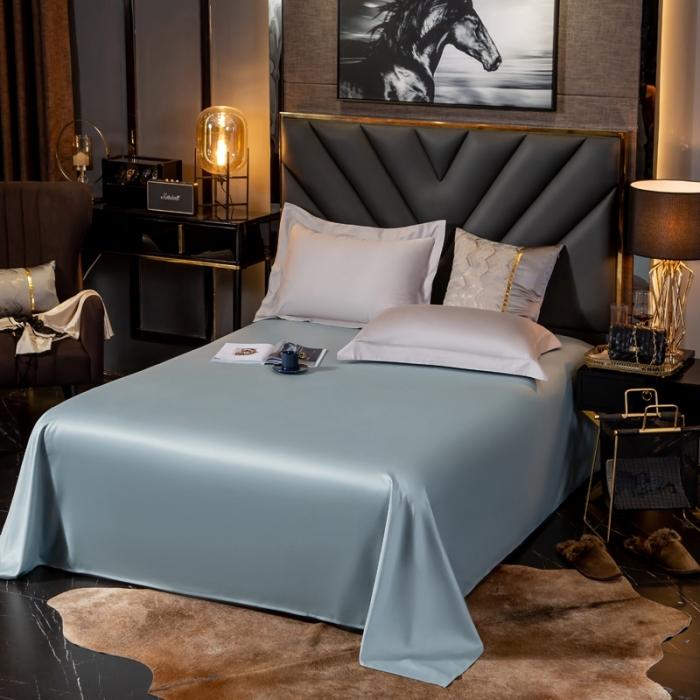 91家纺网 家纺一手货源 找家纺 绵庭家纺 2020新款素色长绒棉单品床单 梵星蓝