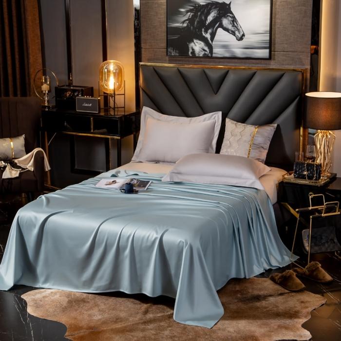 91家纺网 家纺一手货源 找家纺 绵庭家纺 2020新款素色长绒棉单品床单 梵星蓝