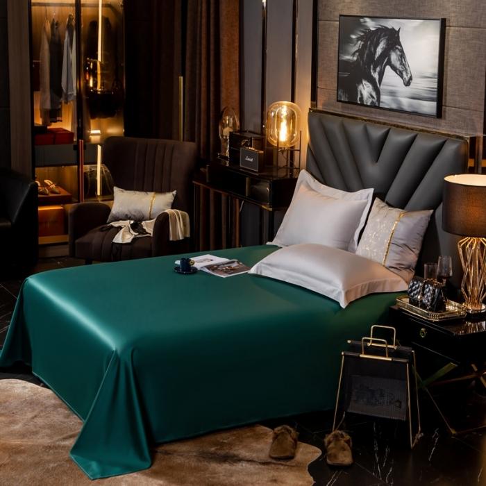 91家纺网 家纺一手货源 找家纺 绵庭家纺 2020新款素色长绒棉单品床单 墨绿