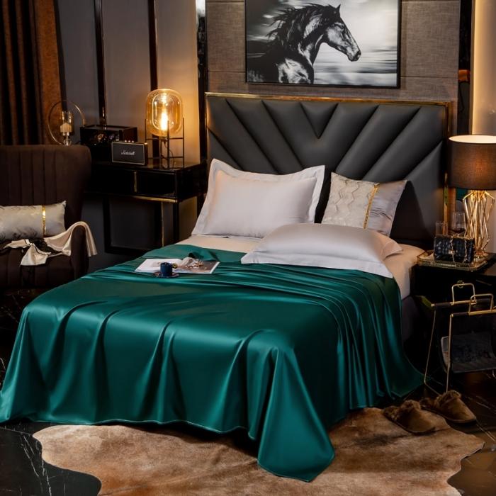 91家纺网 家纺一手货源 找家纺 绵庭家纺 2020新款素色长绒棉单品床单 墨绿