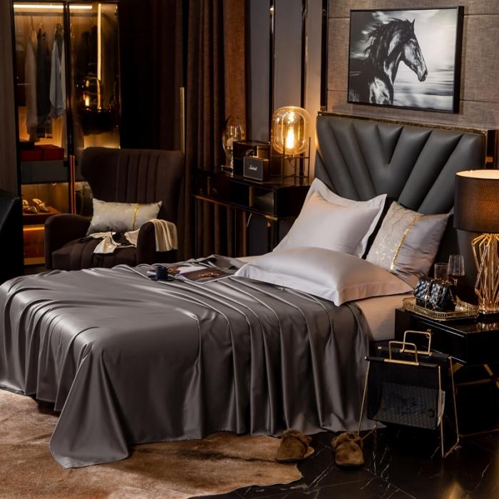 91家纺网 家纺一手货源 找家纺 绵庭家纺 2020新款素色长绒棉单品床单 绅士灰