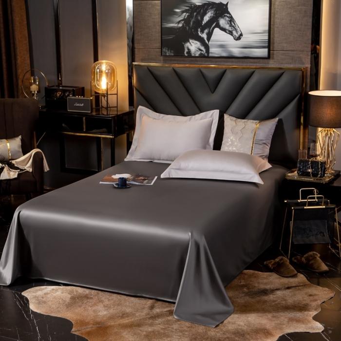 91家纺网 家纺一手货源 找家纺 绵庭家纺 2020新款素色长绒棉单品床单 绅士灰