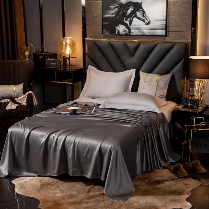 91家纺网 家纺一手货源 找家纺 绵庭家纺 2020新款素色长绒棉单品床单 绅士灰