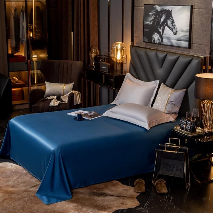 91家纺网 家纺一手货源 找家纺 绵庭家纺 2020新款素色长绒棉单品床单 月光蓝