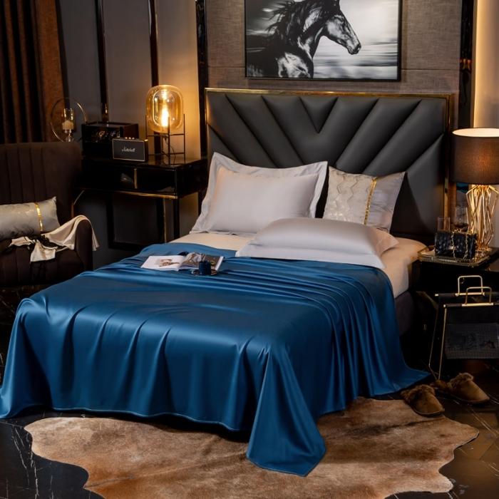 91家纺网 家纺一手货源 找家纺 绵庭家纺 2020新款素色长绒棉单品床单 月光蓝