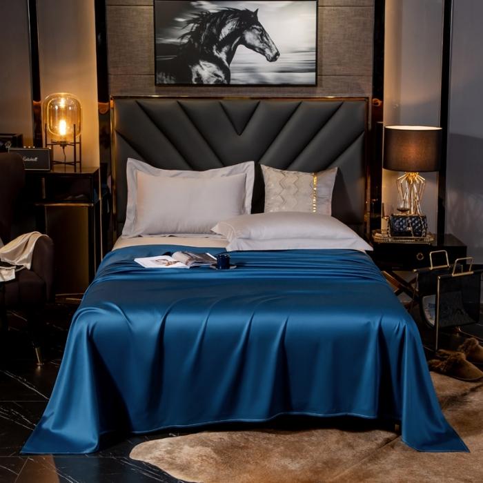 91家纺网 家纺一手货源 找家纺 绵庭家纺 2020新款素色长绒棉单品床单 月光蓝