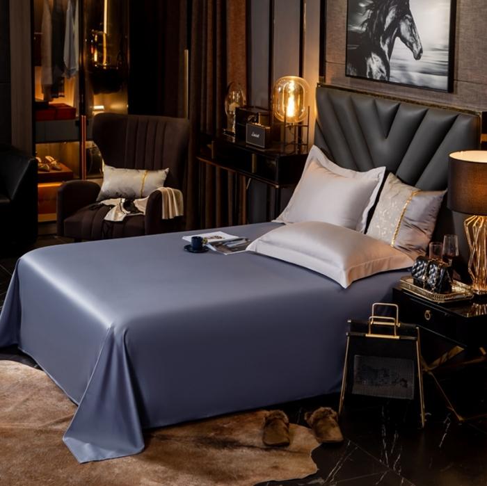 91家纺网 家纺一手货源 找家纺 绵庭家纺 2020新款素色长绒棉单品床单 紫灰