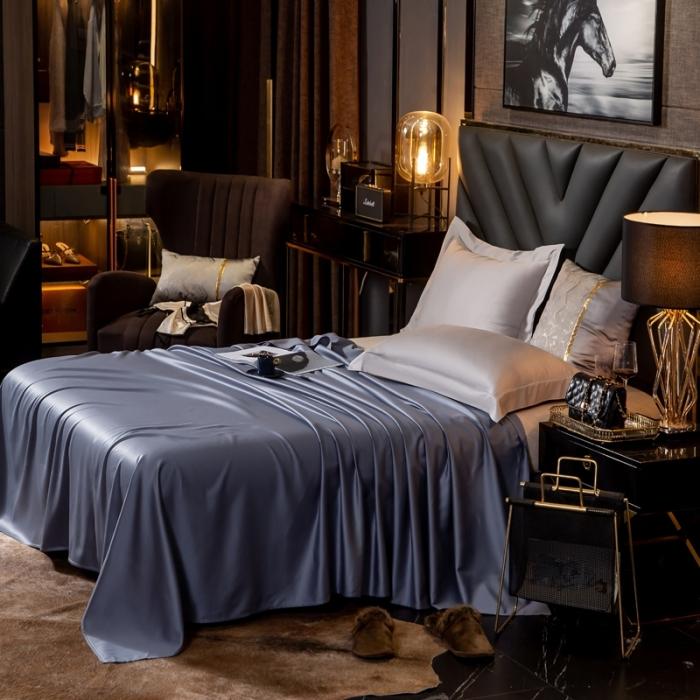 91家纺网 家纺一手货源 找家纺 绵庭家纺 2020新款素色长绒棉单品床单 紫灰